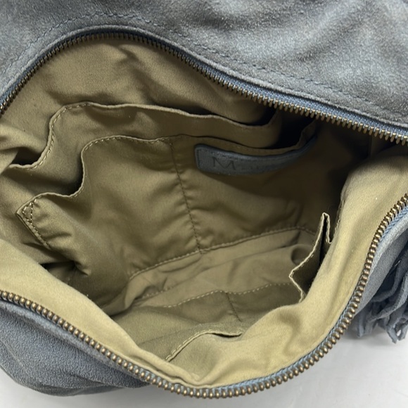 Margot Light Blue Suede Crossbody Bag. MCB2162C - Picture 9 of 14